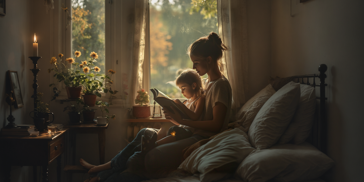 Woman sitting by window in soft light, reflective and calm lifestyle moment